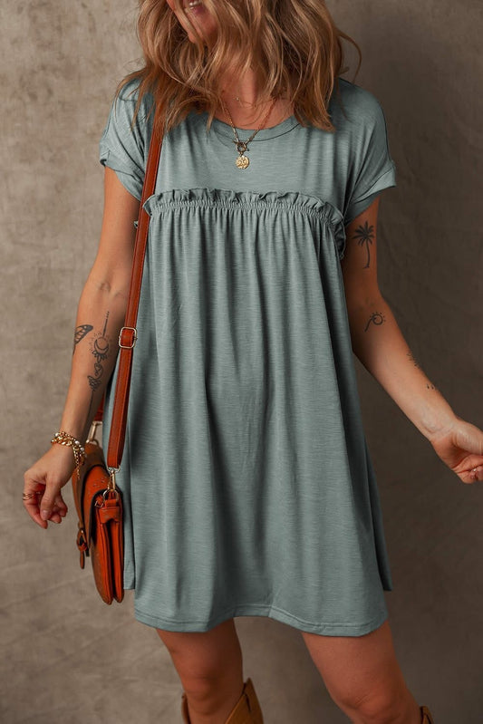 Green Frilled T-Shirt Dress