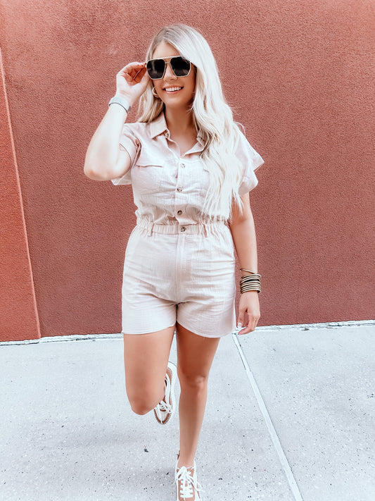 Linen Cargo Romper